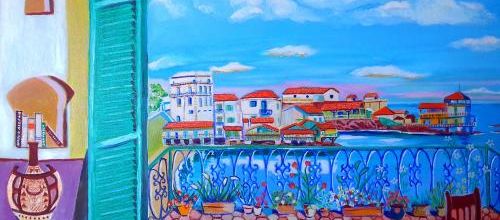 Raisville -Malakoff.Plage L'Eden . Peinture à l'huile Mohamed Aib.Juin 2016.