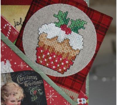 ATC brodée "Noël gourmand"