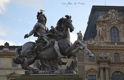 Le Louvre, cour Napoléon : Statue équestre de Louis XIV