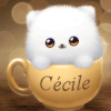 736 - Chat blanc dans le bol - gif animé, blinkie, signature