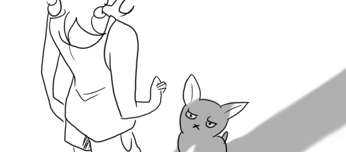 • Dessin rapide (par ordi) moi qui croise mon chien...