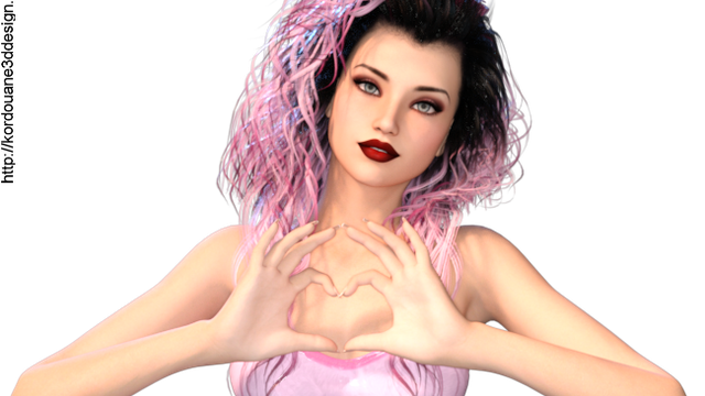Tube de portrait "femme Valentine" (render)