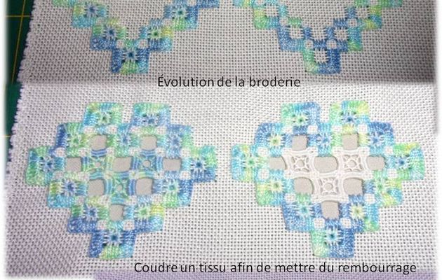 Biscornu "coeur" en hardanger