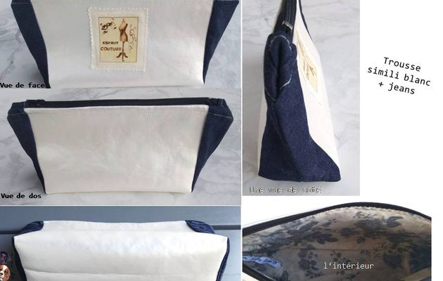 Trousse simili blanc et jeans