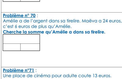 Différenciation niveau CP : Problèmes adaptés n°69 à 71