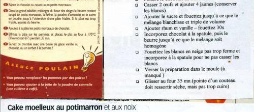 Recettes d'Hélène (et notamment un cake moelleux au potimarron !)  Merci à elle !