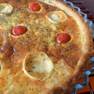 Quiche au thon, tomates cerises & chèvre