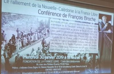 *Le ralliement de la Nouvelle-Calédonie à la France Libre : conférence de François Broche