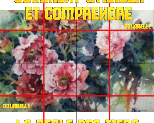 Dessin et peinture - vidéo 4051 : Comment utiliser et comprendre "la règle des tiers" ( Peinture chinoise: pivoine et colibri.) - aquarelle.