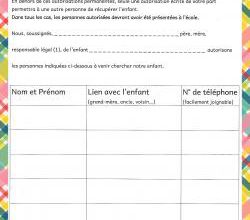 Documents à remplir par les parents