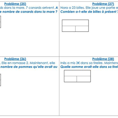 Différenciation niveau CP : Problèmes adaptés n°25 à 29