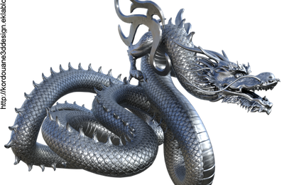 Tube de statue de dragon argent (render-image)
