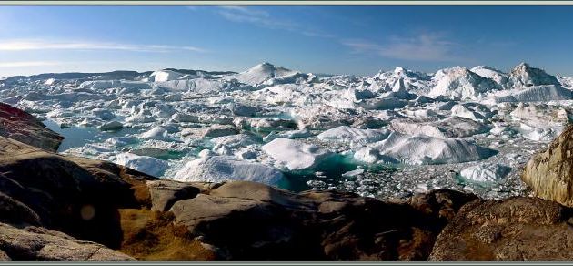 Panorama sur l'Isfjord (Icefjord) vu de haut - Ilulissat - Groenland