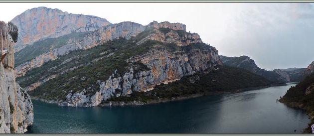 Randonnée au Congost de Mont-Rebei : vues panoramiques sur la gorge à partir du 2ième "escalera",  en bas, au milieu et en haut - Aragon/Catalogne - Espagne