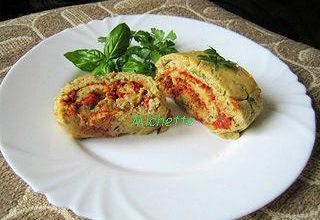 Roulé au fenouil et courgette, coeur à la tomate