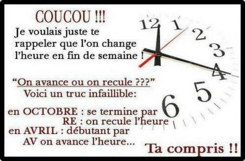 ON CHANGE D'HEURE, ON PASSE A L'HEURE D'ETE