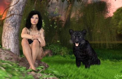 Fond d'écran : Panthère noire et son amie