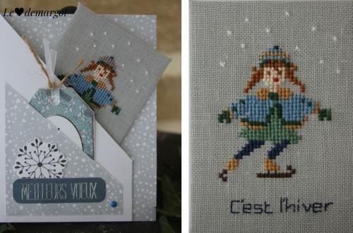 ATC brodée "C'est l'hiver"