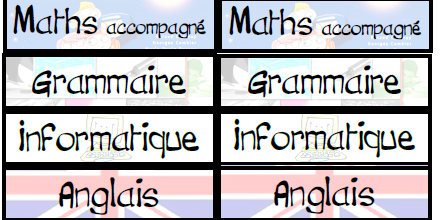 Etiquettes pour emploi du temps