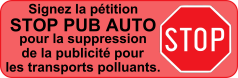 Stop à la pub pour les voitures et les voyages en avion !