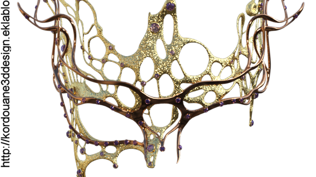 Tube de masque de carnaval doré (render)