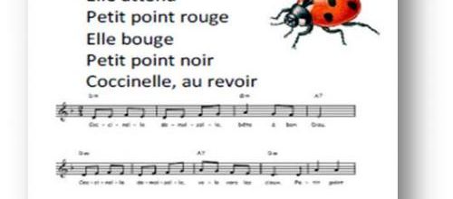 Comptine Coccinelle Demoiselle avec partition