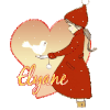 654 B - Fille et oiseau hiver - signature blinkie gif animé
