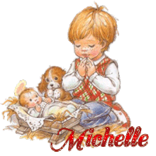 685B - Enfant chien et petit Jésus - noël, signature