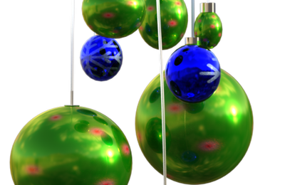 Tube de boules de Noël vertes et bleues (png, render)