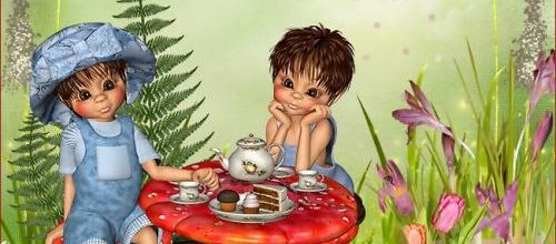  Un goûter dans le jardin .