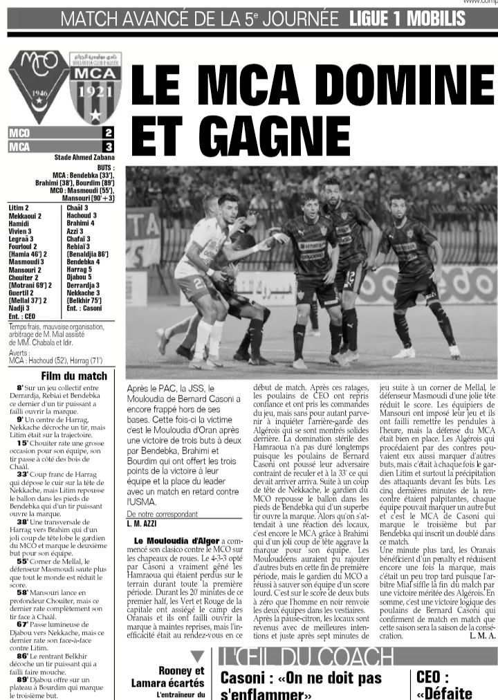 Dimanche 15.9.2019 à Oran Stade 