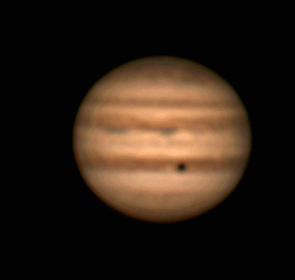 Jupiter, 2012-11-25 : animation, Io projette son ombre sur la planète