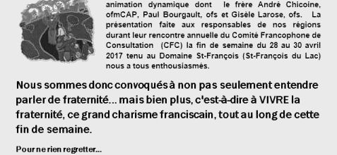 Des nouvelles fraîches de Fraternité 2017