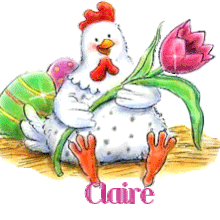  750P  - Poule et tulipes - Pâques - Signature -