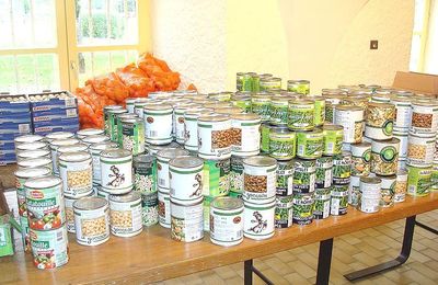 Les éléments des repas des Restos du Coeur......