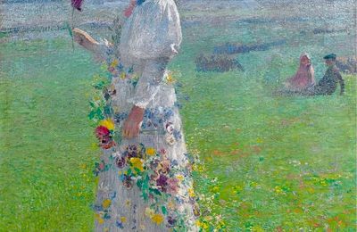 Une femme fleurs - Henri Martin 