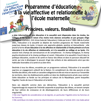 EVAR : programme d'éducation à la vie affective et relationnelle à l'école maternelle