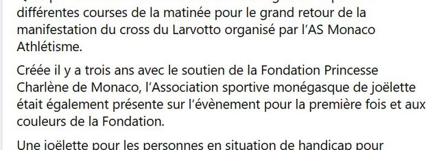 Fondation Princesse Charlène: course du Larvotto
