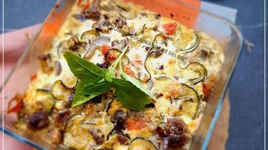 GRATIN DE COURGETTES ET D'AUBERGINES AU BŒUF