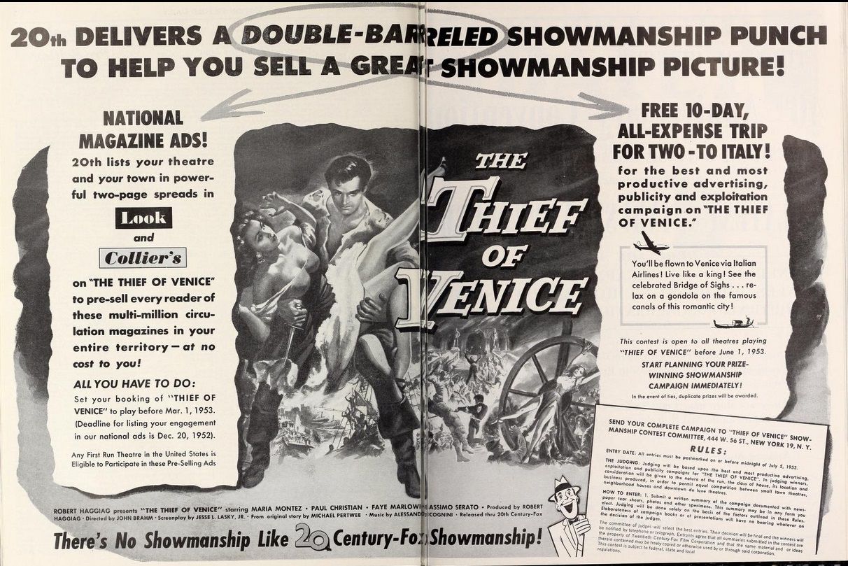 THE THIEF OF VENICE BOX OFFICE USA 1952