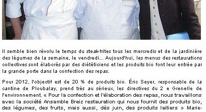 Ouest-France - lundi 23 mai 2011 / À la cantine, les enfants bénéficient de repas de qualité 