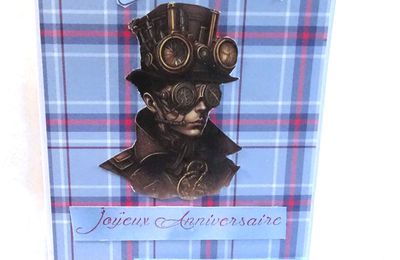 Carte anniversaire steampunk masculine .