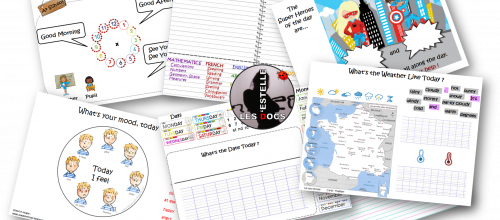 Anglais - Paperboard des rituels - Greetings, schedule, super heroes, date, weather...