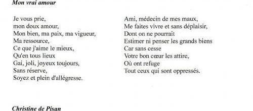 Christine de Pisan "Mon vrai amour"