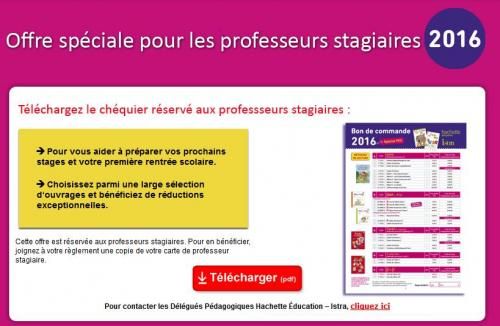 Chéquier réduction stagiaire