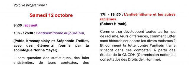 L'antisémitisme en relation avec les autres racismes en France aujourd'hui - Formation 12-13/10/2024 à Bagnolet et en visio