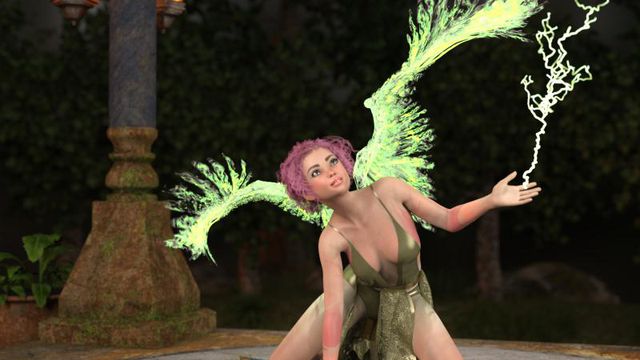 Fond d'écran : Ange aux ailes magiques (DazStudio)