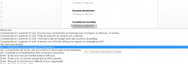Bandes déroulantes avec contenu des programmes - Cycle 3