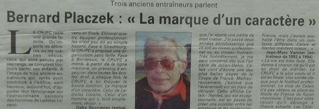 Presse : Trois entraineurs parlent (Placzek, Demenez, Varnier)
