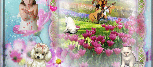 PETITE FILLE ANIMAUX FLEURS